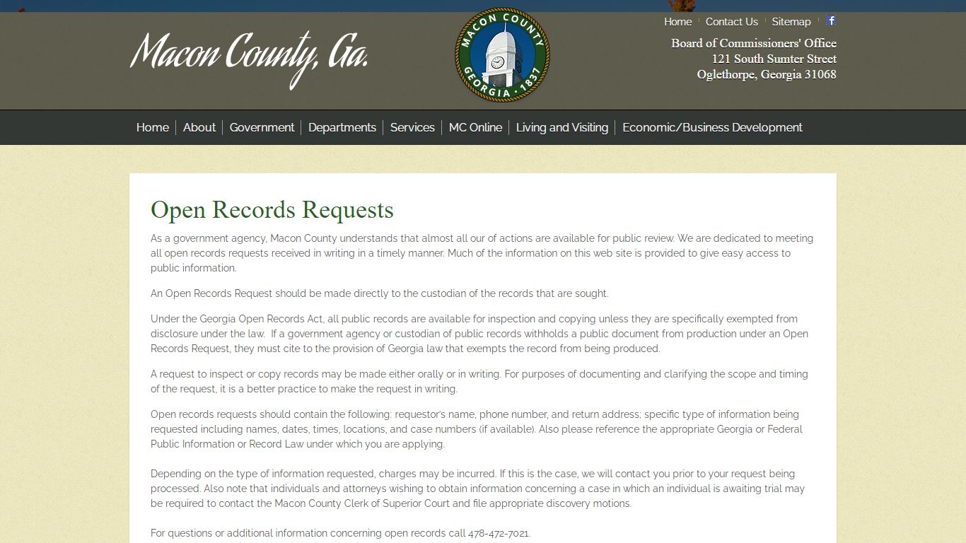 Open Records Request - Macon County, GA