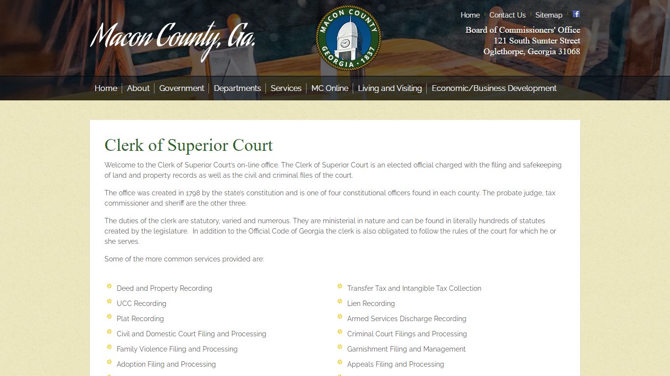 Clerk of Superior Court - Macon County, GA